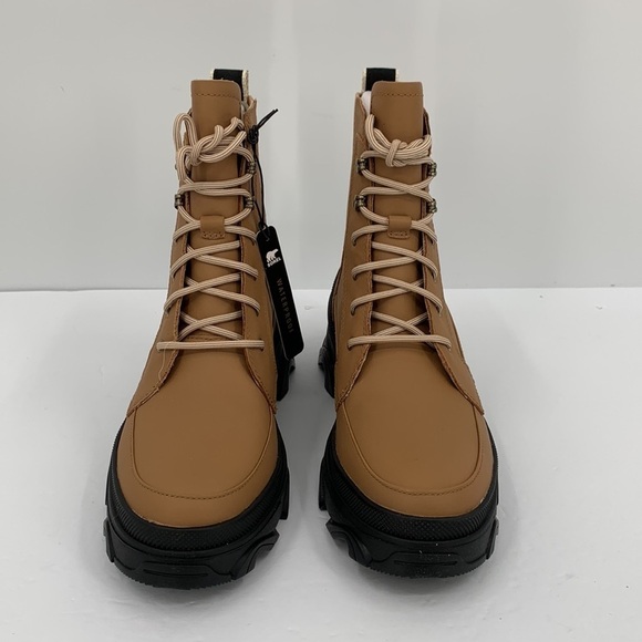 Sorel Brex lace boots Tawny Buff leather waterproof chunky platform shoe new 10 - Picture 4 of 6